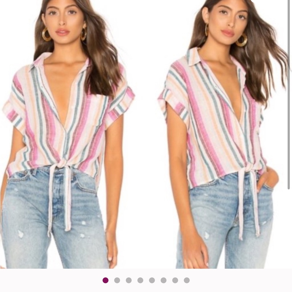 Rails Pink and Orange Striped Button Down Shirt in great condition